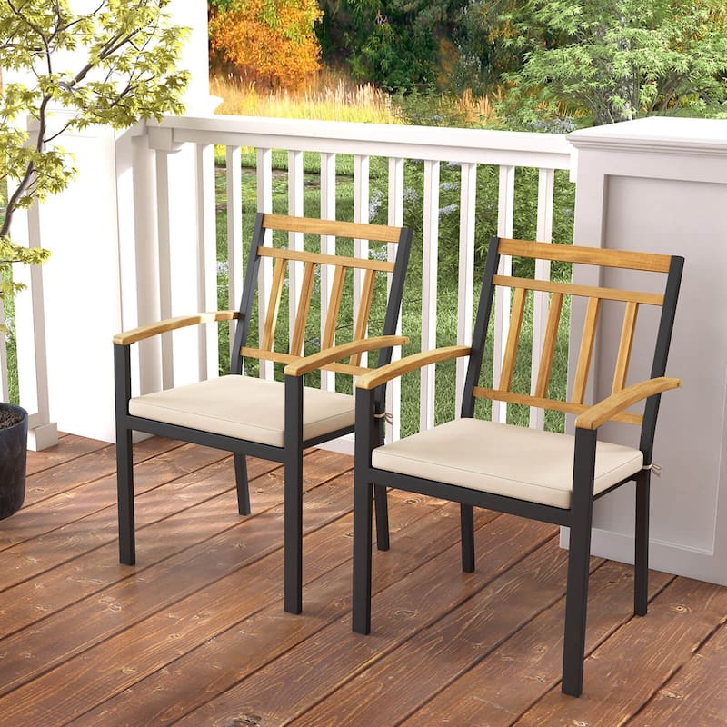 Costway Patio Dining Chairs Set of 2/4 Metal Outdoor Chairs with