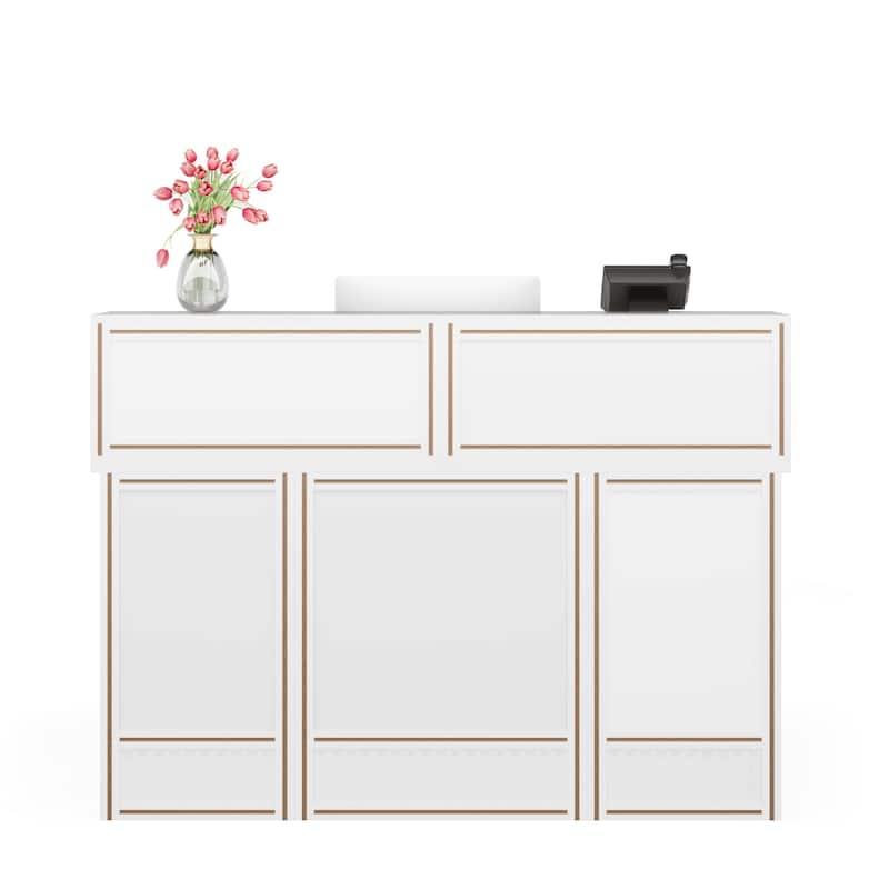 Modern Reception Desk with Counter,Front Desk Receptionist Desk ,Checkout Counter - White
