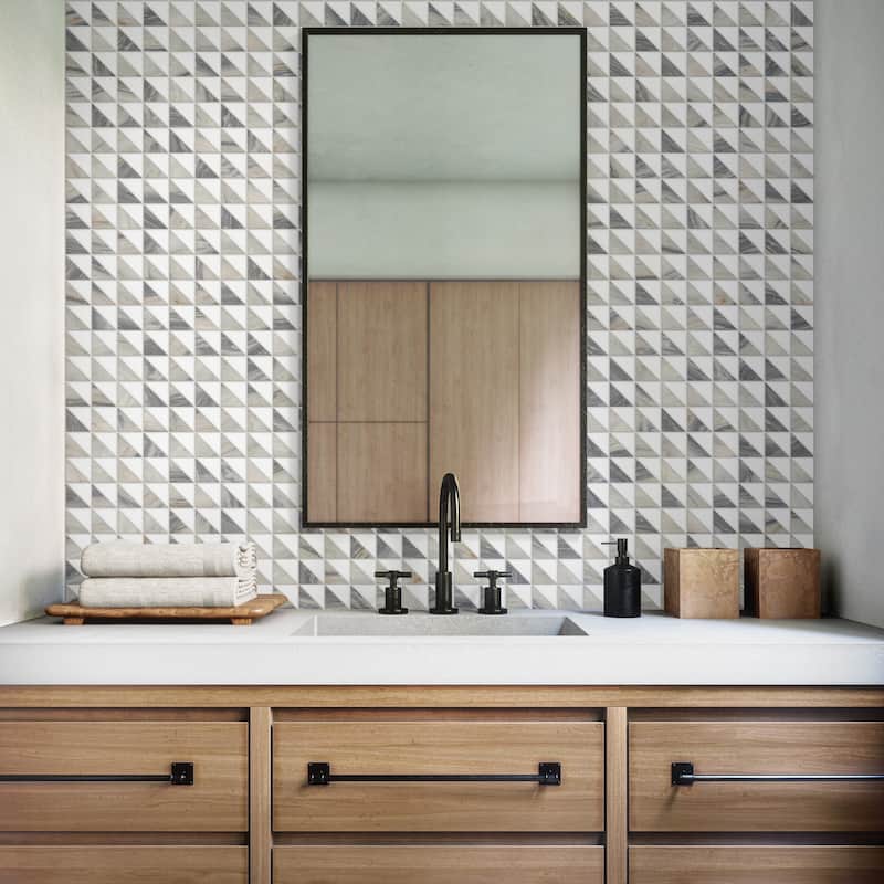 Daltile Gamma Natural Stone Triangle Wall and Floor Mosaic Tile (Set of 10)