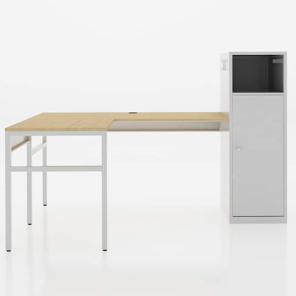 slide 1 of 24, Metal storage cabinet with desk/File Cabinet/Metal Locker Office Cupboard for Bedroom/Living Room