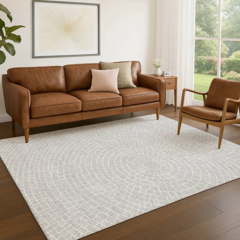 Machine Washable Indoor/ Outdoor Modern Gravity Chantille Rug