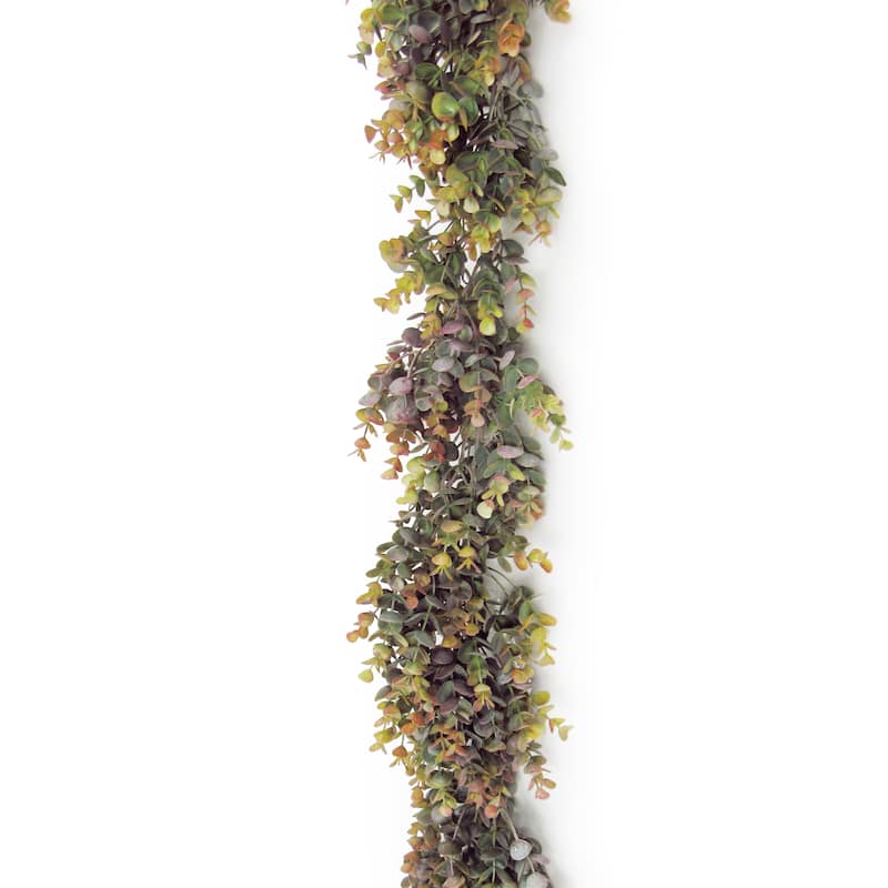6ft Autumn Green Artificial Spiral Eucalyptus Leaf Vine Hanging Plant Greenery Foliage Garland - 72" L x 6" W x 6" DP