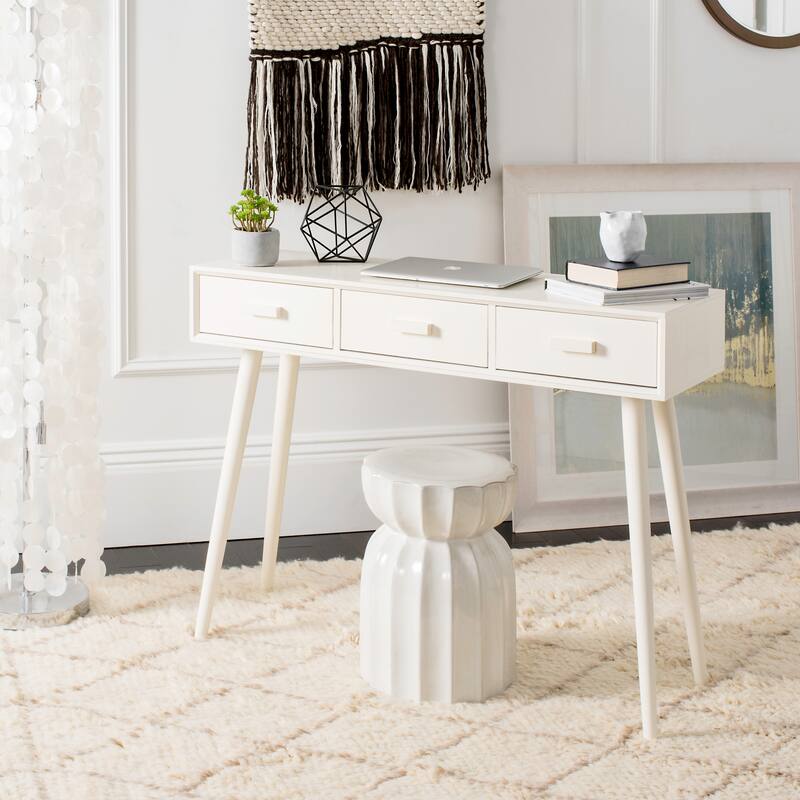 SAFAVIEH Hennie 3-Drawer Console Table - 41.8" x 14.3" x 32" - 42"W x 14"D x 32"H - Antique White