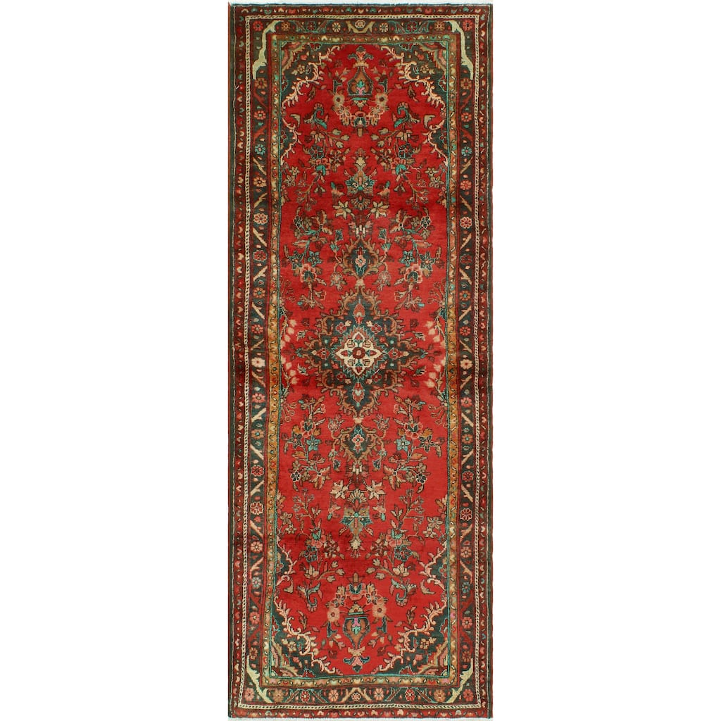 Fine Vintage Distressed Tristan Red/Charcoal Runner - 3'5" x 10'3"