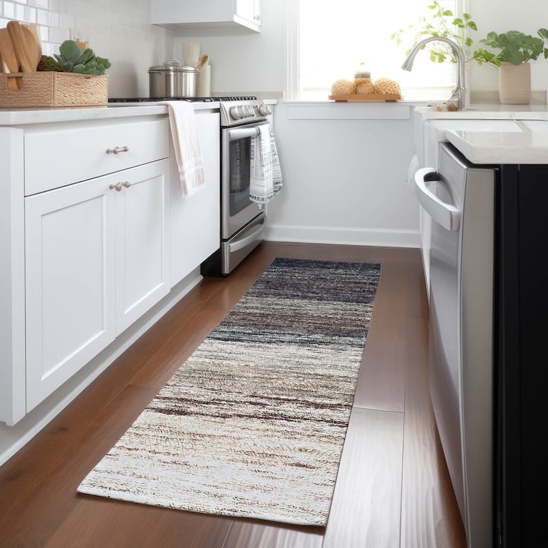 Machine Washable Indoor/ Outdoor Chantille Solid Ombre Rug