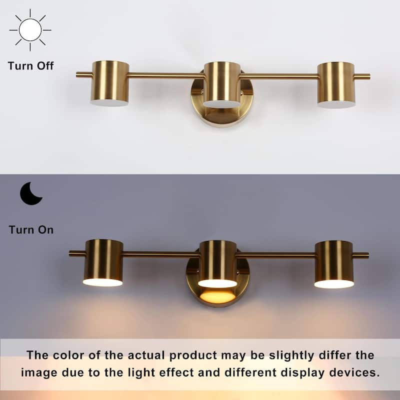 Modern 1/2/3-Light Gold Brass LED Bathroom Vanity Light Linear Wall Sconces