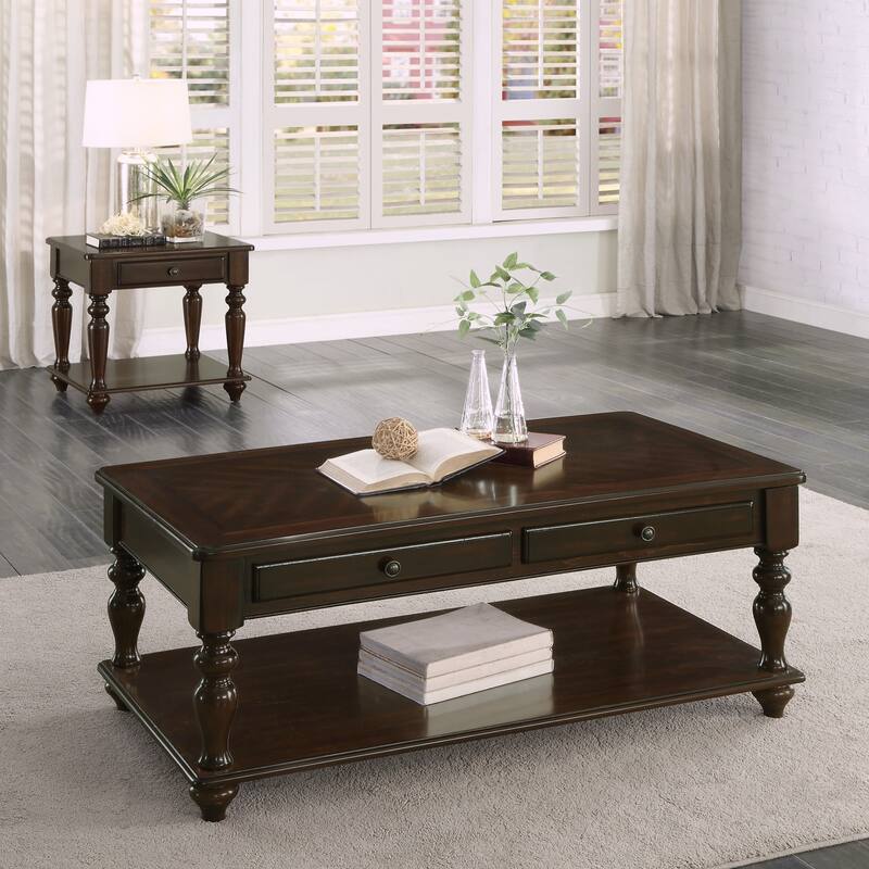 Modern Traditional Style End Table with Drawer and Bottom Shelf Furniture 1pc