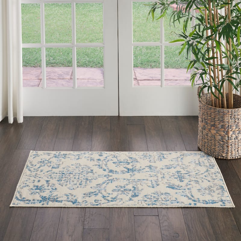 Nourison Jubilant Vintage Farmhouse Damask Area Rug