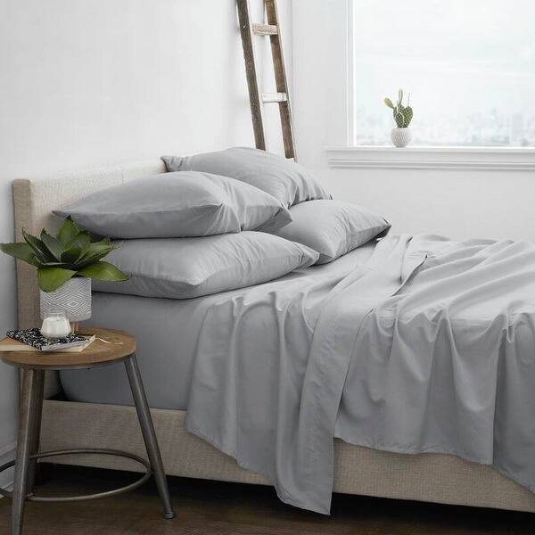 Grey 6 Piece Wrinkle Resistant Microfiber Polyester Sheet Set Bed