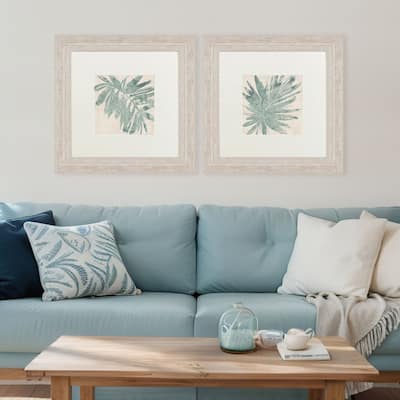 Paragon Burlap Ocean Palm I Framed Art - Set of 2