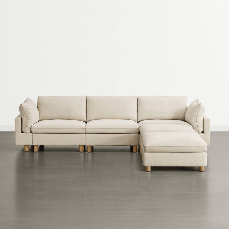 Spruce & Spring Modular Cloud Couch Sofa with Wood Legs for Living Room