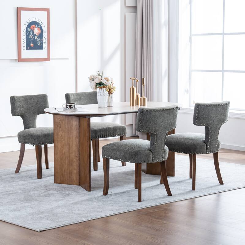 Upholstered Mordern Design T Back Dining Side Chair- Set of 2