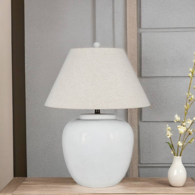 26" Ceramic Table Lamp with Linen Shade
