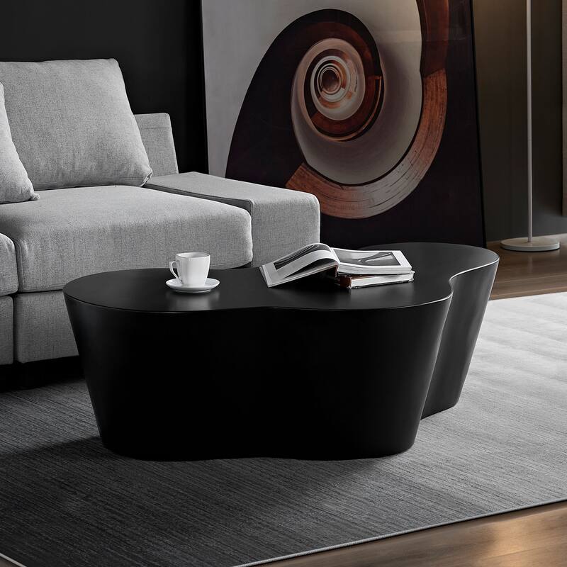 50" Unique Shape Sturdy Fiberglass Coffee Table, Tea Table for Living Room, No Need Assembly