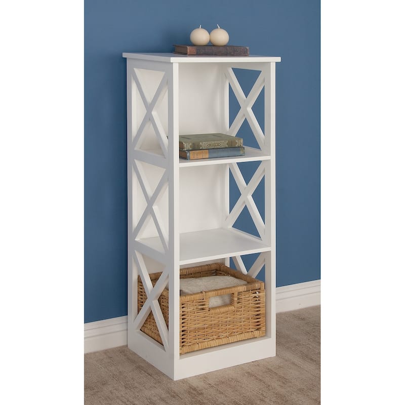 White Wooden 4 Shelves Shelving Unit - 16 x 12 x 40 - White