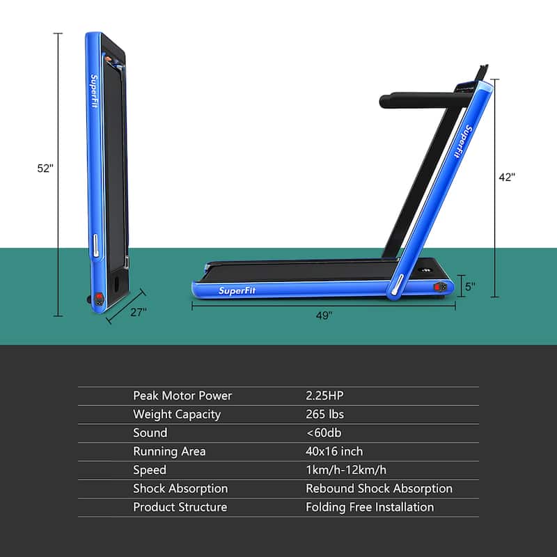 2 in 1 Under Desk Treadmill 2.25HP Folding Walking Jogging Machine
