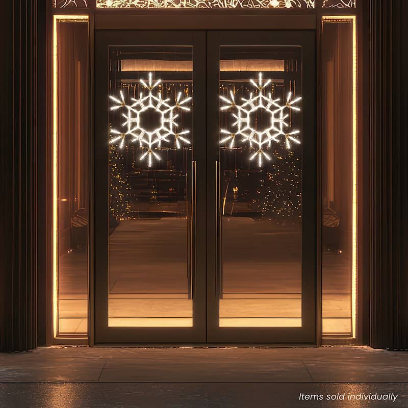 Large LED Lighted Foldable Snowflake Outdoor Christmas Decoration - 36" - Warm White