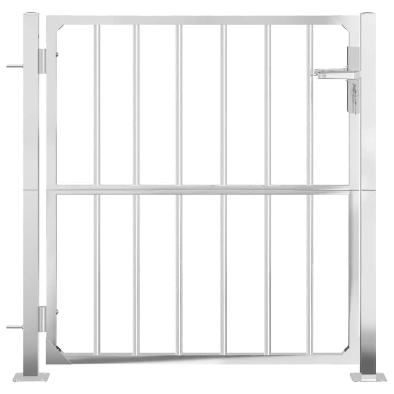 vidaXL Garden Gate Locking Fence Entrance Barrier Patio Lawn Stainless Steel