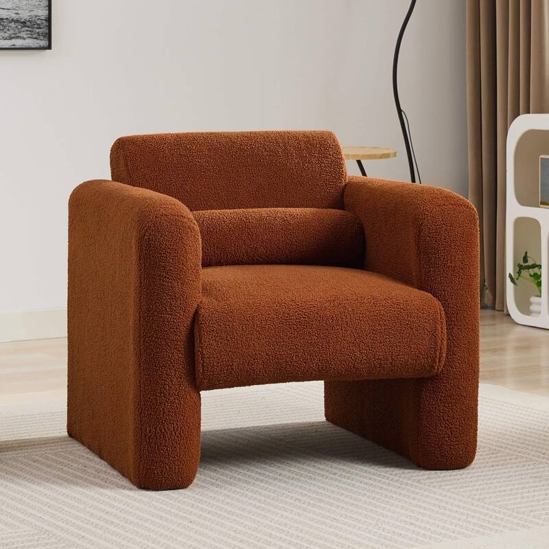 Modern Accent Arm Chair with Back and Pillow - Orange