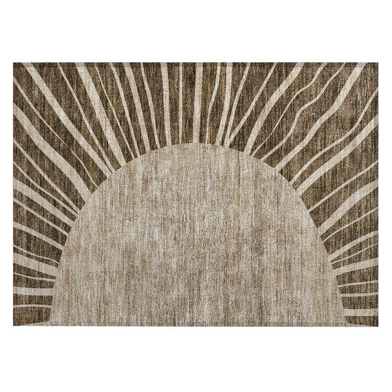 Machine Washable Indoor/ Outdoor Chantille Modern Sunburst Rug