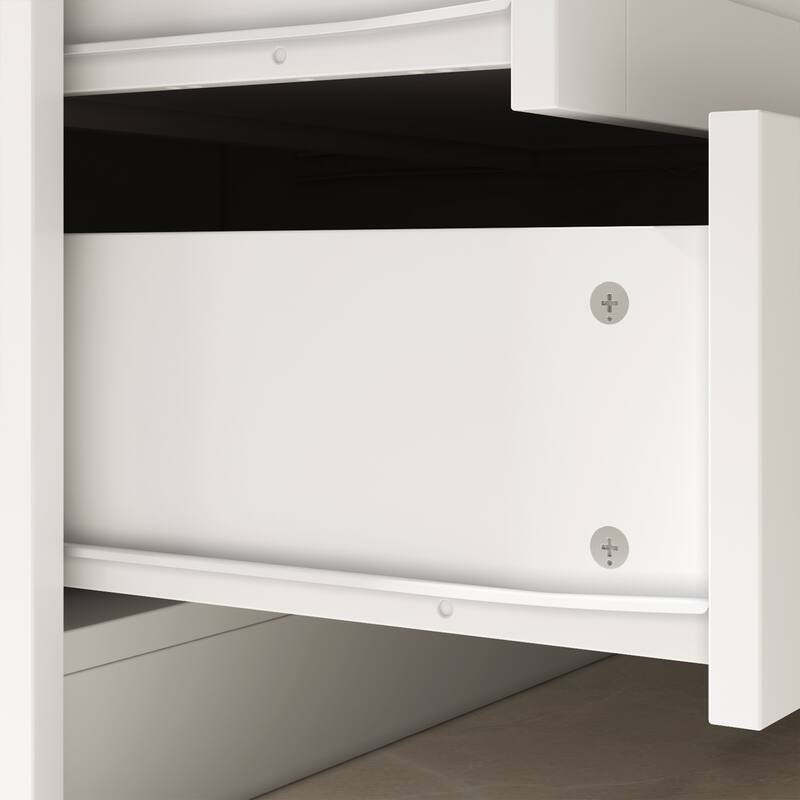 White Dresser & Vanity Set Luxurious Storage with Crystal Accents Desk
