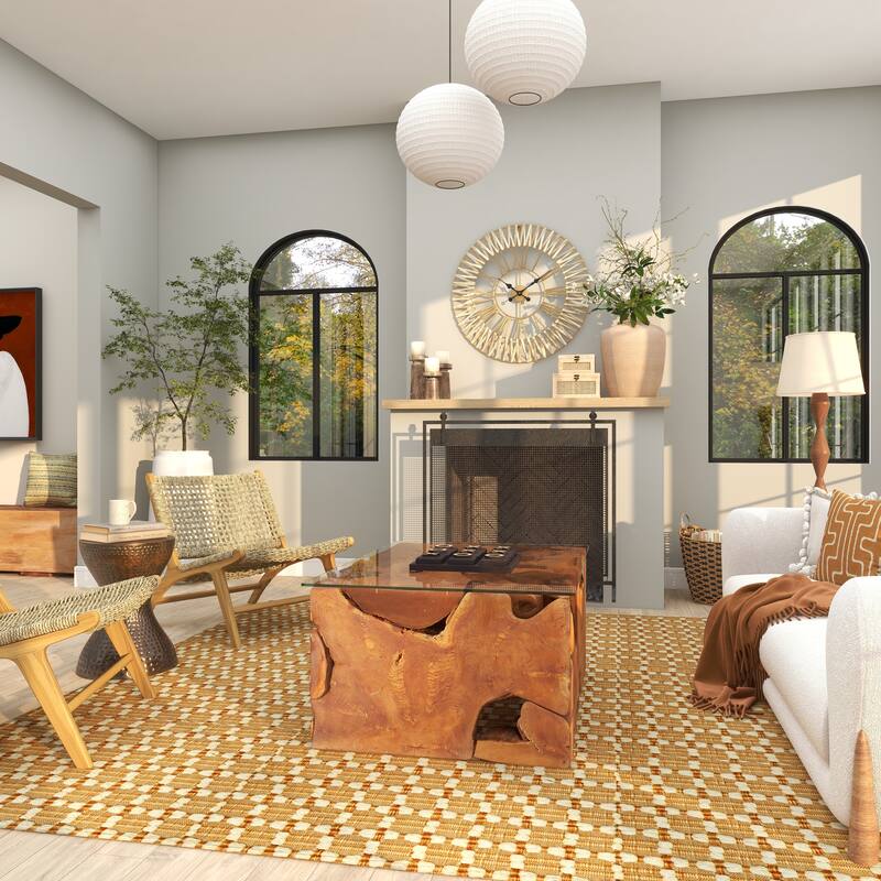 Brown Seagrass Woven Decorative Wall Clock with Gold Metal Frame