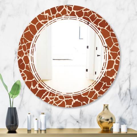 Designart 'Leopard Fur Safari I' Modern Round or Oval Wall Mirror - Triple C