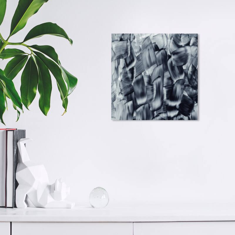 Wynwood Studio Abstract Dashes Black and Modern & Contemporary Wall Art Canvas Print - 12 x 12