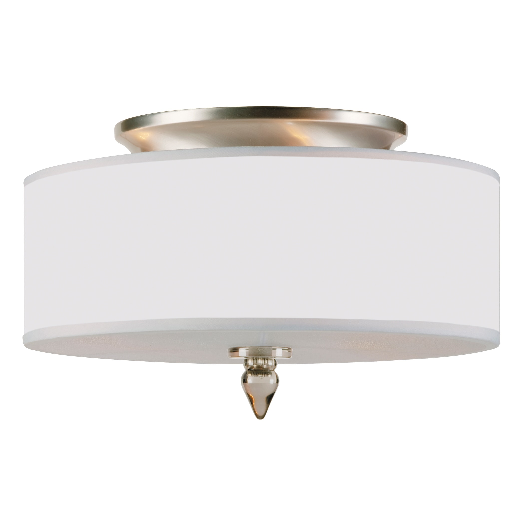 Luxo 3 Light Drum Shade Nickel Flush Mount - 14'' W x 8.5'' H