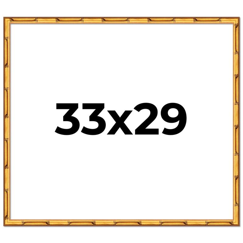 33x29 Frame Gold Bamboo Picture Frame Modern Photo Frame Includes UV Acrylic Shatter Guard Front Acid Free Foam Backing Board