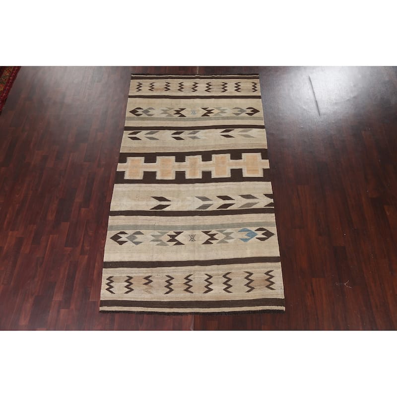 Natural Dye Kilim Geometric Tribal Oriental Area Rug Wool Flat-weave - 5'6" x 9'9"