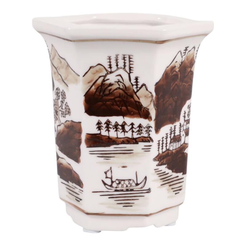 Modern Chinoiserie Ceramic Candle - Sage and Eucalyptus Scented