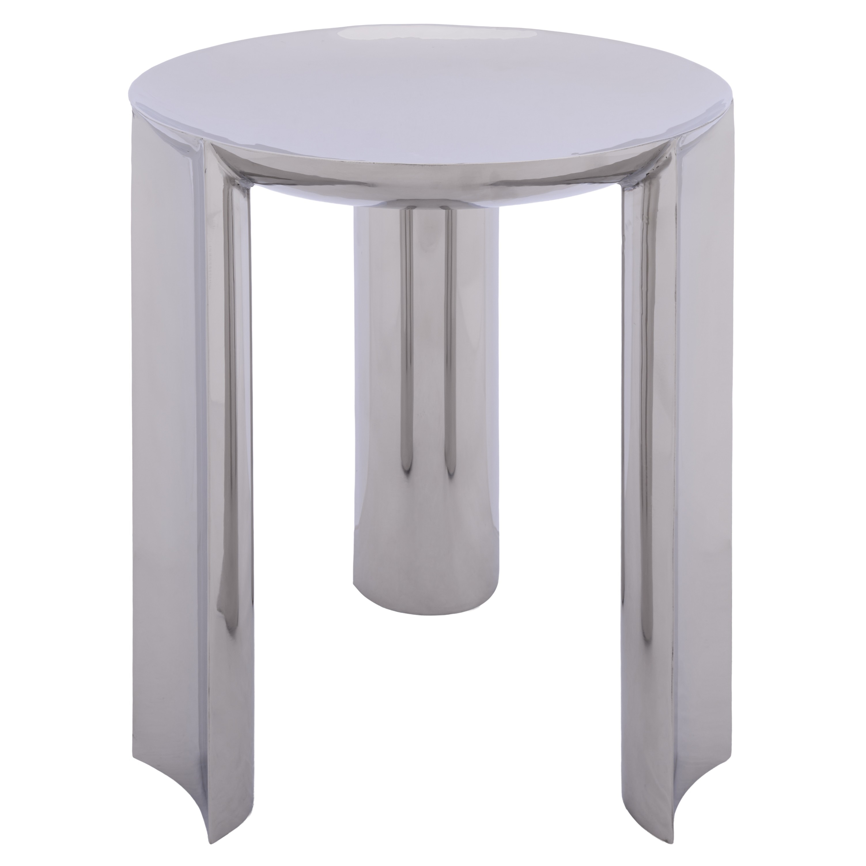 SAFAVIEH Mander 18-Inch Round Sculptural Metal Side Table, Silver - 18" W x 18" D x 22" H