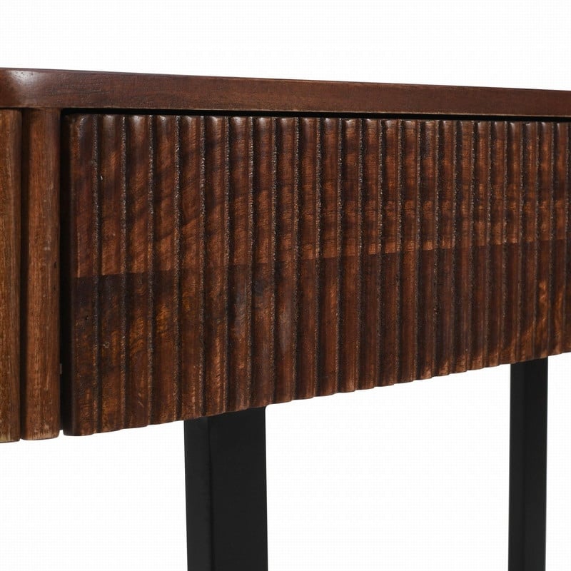 Solid Wood Entryway Table with Fluted Drawers Console Table with Storage Solutions
