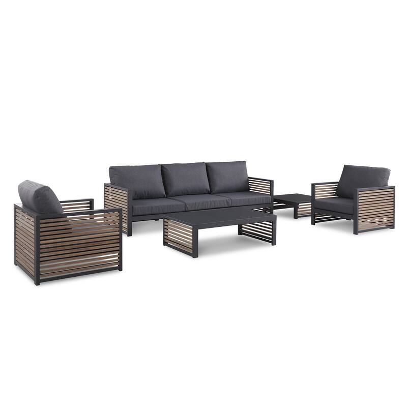 Cadora Teak 5 - Person Outdoor Conversation Set with Custom Cover