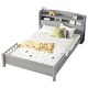 preview thumbnail 11 of 10, Full Pine Wood Platform Bed with Bookcase Headboard ,LED Motion Sensor Light, Guardrails