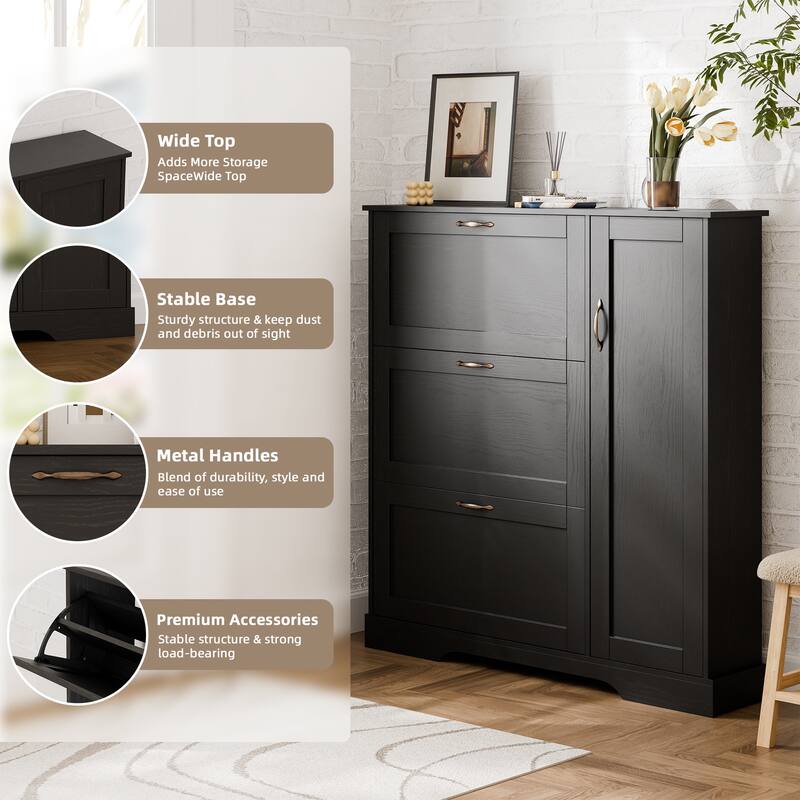 28 Pair Large Shoe Storage Cabinet with Adjustable Shelves - 48.8'' H X 46.9'' W X 10.2'' D