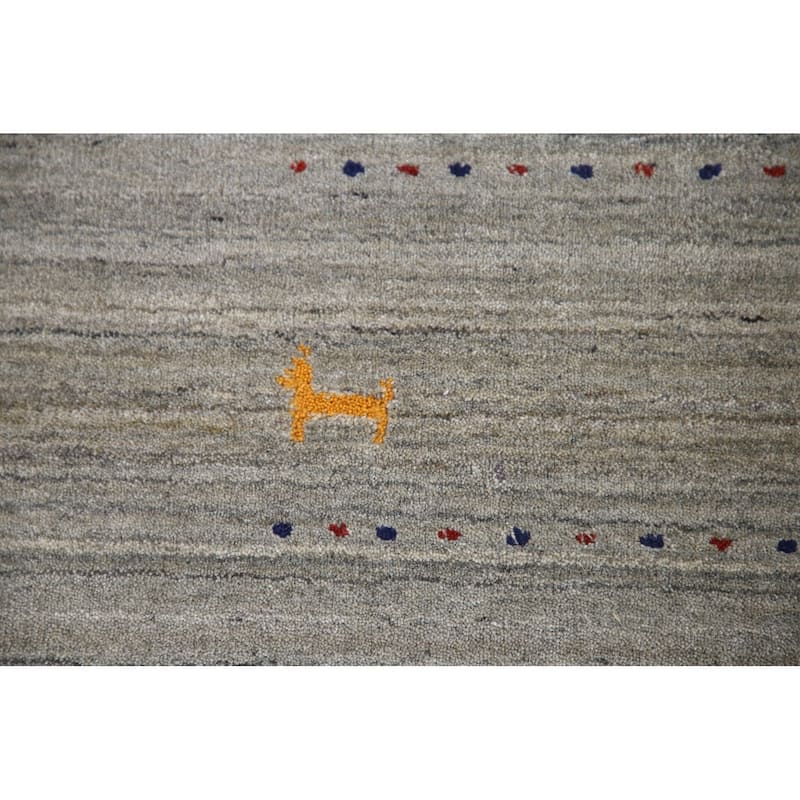 Gabbeh Indian Area Rug Hand-Knotted Wool Carpet - 8'3"x 9'10"