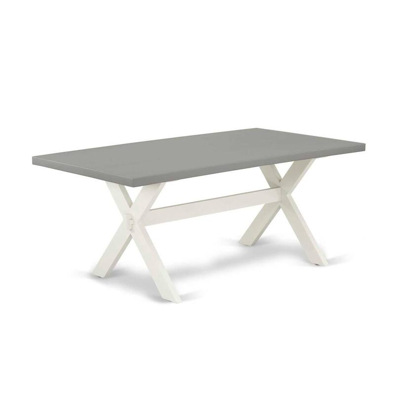 Dining Table Modern Cement Top X-Style 40x72 Inch Table Linen White Legs - 40