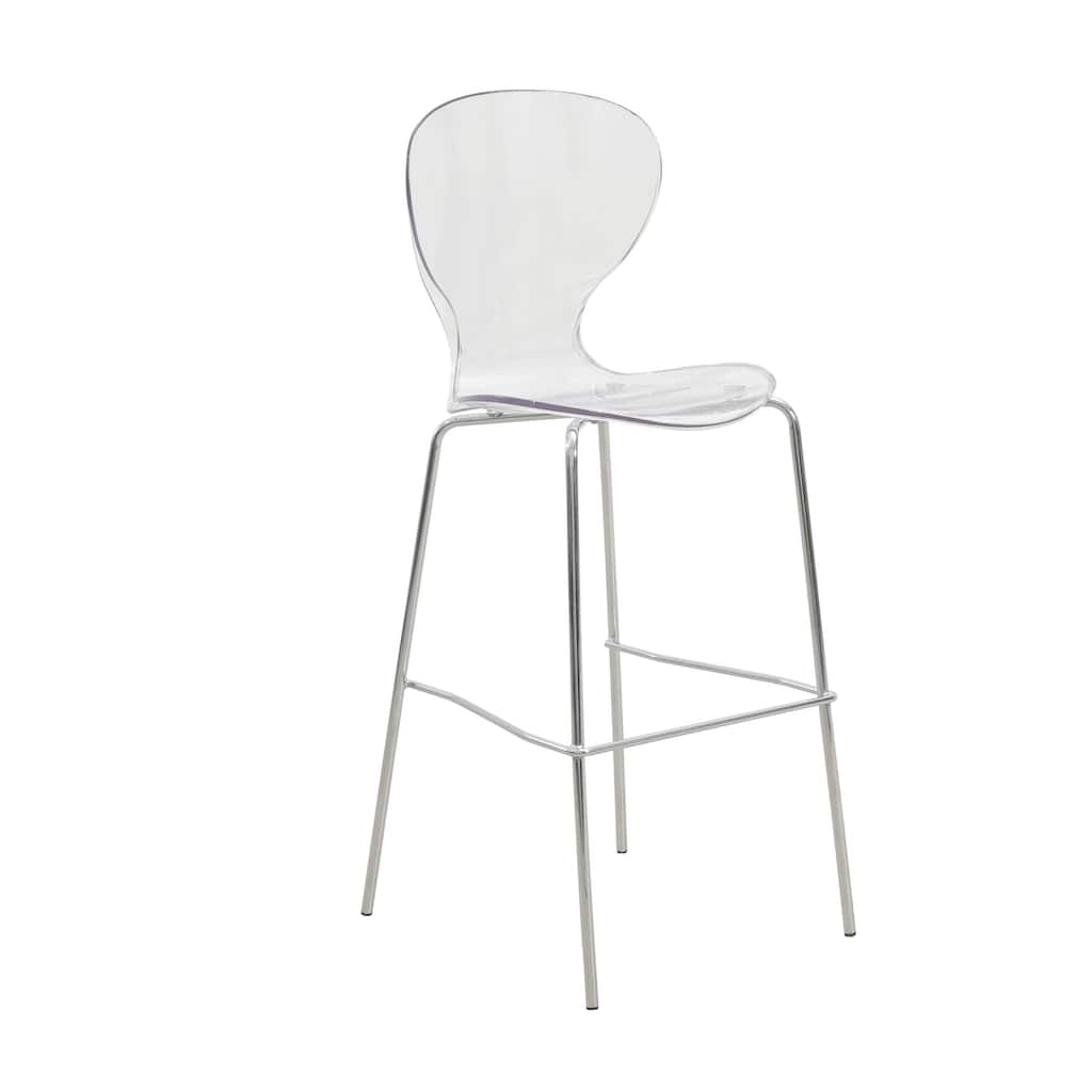 30 in. Seat Height Acrylic Plastic Barstool in Chrome Steel Frame Armless with Footrest