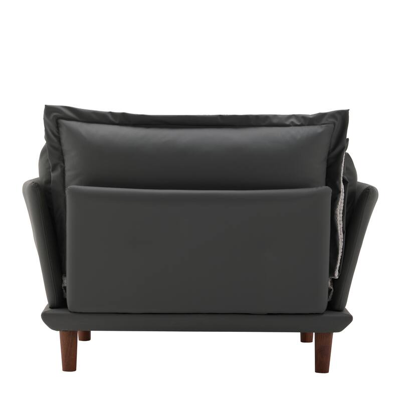 Dual-Texture Chenille & Wood Oversized Lounge Chair with 5 Adjustable Pads and Feather-Blend Cushions