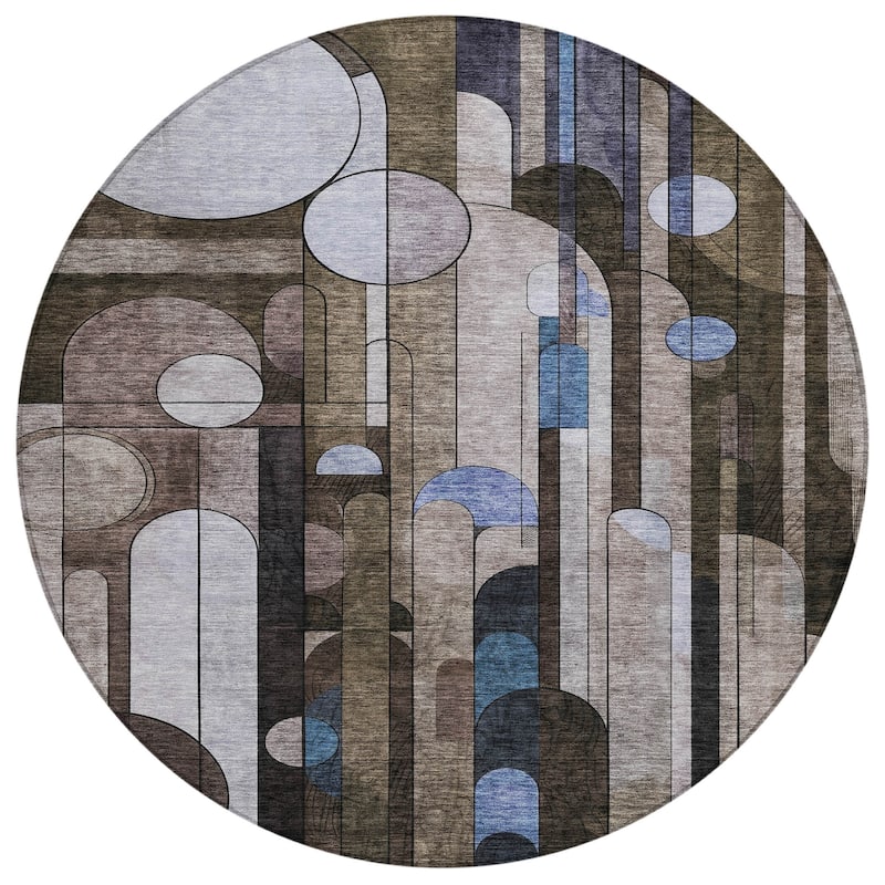 Machine Washable Indoor/ Outdoor Abstract Deco Chantille Rug