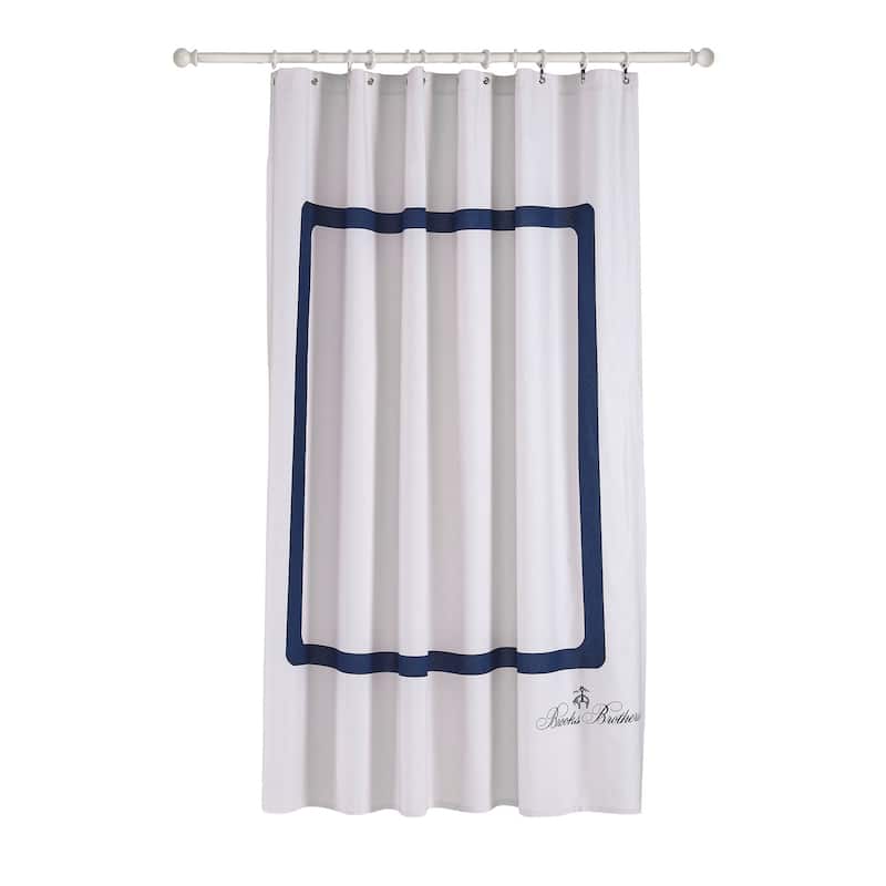 Brooks Brothers Contrast Frame Shower Curtain - Silver