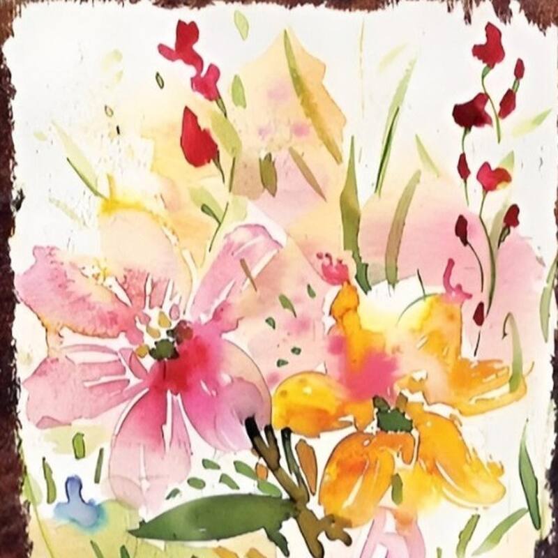 HomeRoots 10" Pink Purple White And Yellow Solid Wood Wildflowers Garden Stake