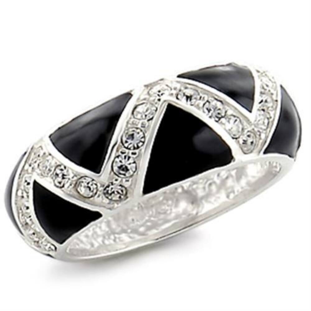 Clear Crystal Pave Polished 925 Sterling Silver Ring for Women April Birthstone Jewelry