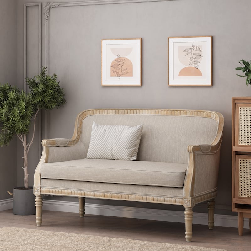 Trask Upholstered Loveseat by Christopher Knight Home - Natural + Beige