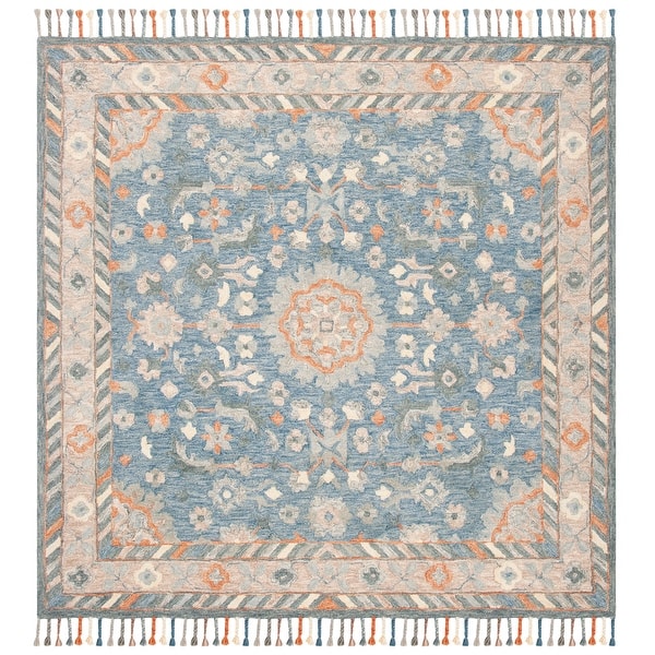 slide 2 of 4, SAFAVIEH Handmade Aspen Adelia Boho Tribal Wool Rug 7' Square - Blue/Rust - Square