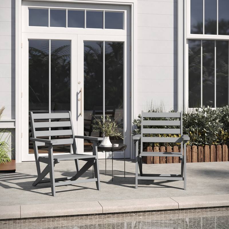 All-Weather Commercial Adirondack Dining Chair with Fold Out Cupholder