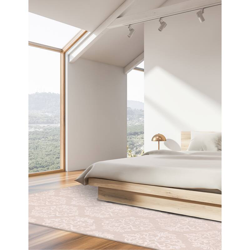 ECARPETGALLERY Hand Loomed Elysian Light Grey Viscose, Wool Rug - 5'0 x 8'0