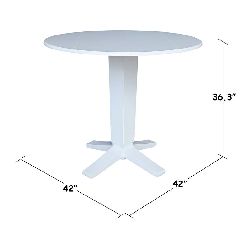 42 in Round Dual Drop Leaf Pedestal Counter Height Dining Table